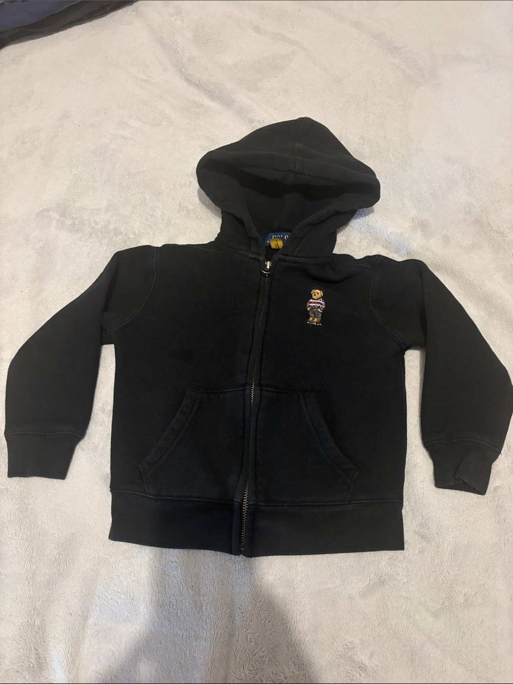 Polo by Ralph Lauren Black Kids Zip Hoodie with Polo Bear